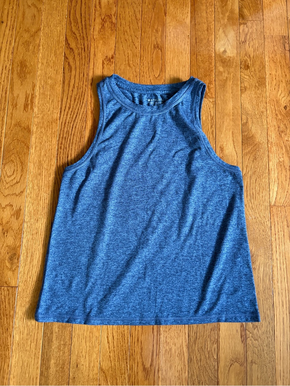 Athleta Heathered Blue High-Neck Tank Top